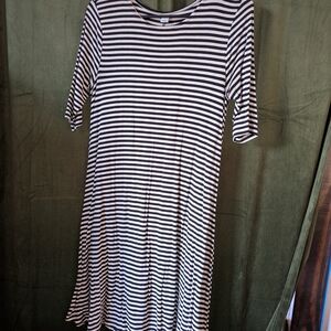 Old Navy Black and White Striped Midi Dress